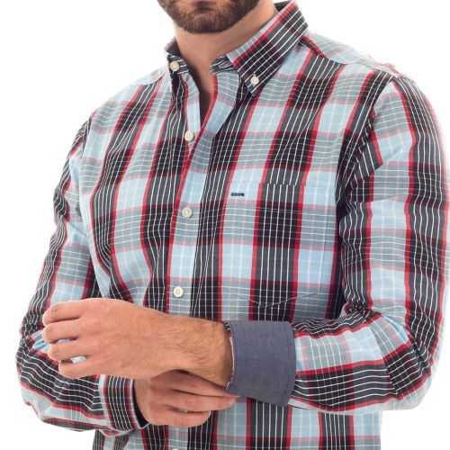 Pre-dyed Squares Long Sleeve Casual Shirt